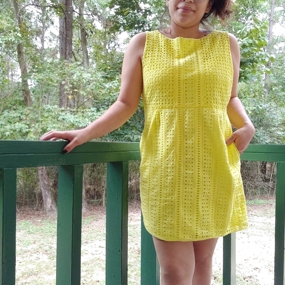 Madewell Bright Yellow Eyelet Dress - Picture 1 of 5